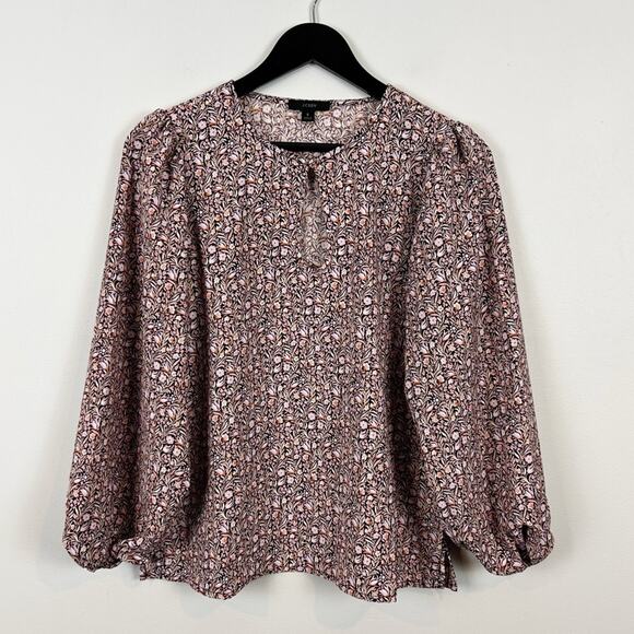J. Crew Women's Floral Bubble Sleeve Blouse Size Small - Picture 1 of 7
